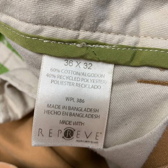 Life Khaki Brown Flat Front Chino Pants Sz 36 x 32 Relaxed Straight - Picture 8 of 8